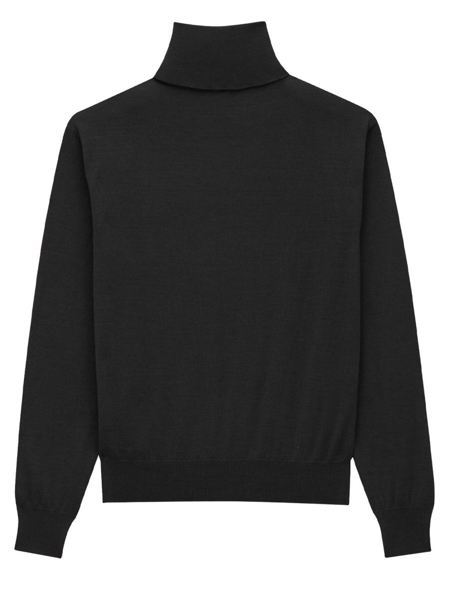 CASHMERE, WOOL AND SILK TURTLENECK PULLOVER