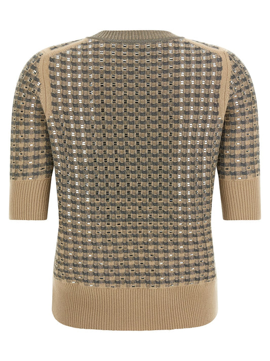Check knit with crystals