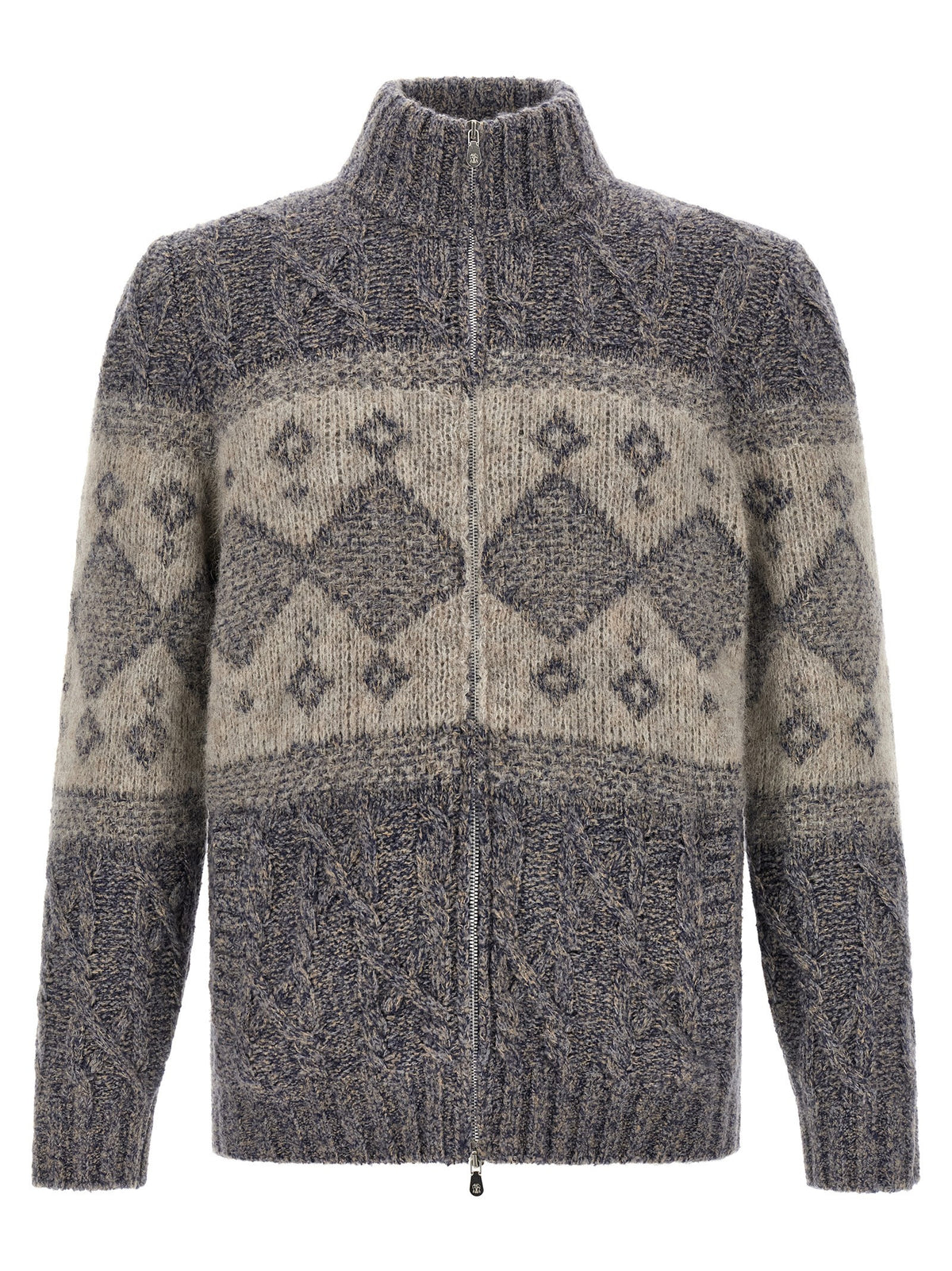 Chiné yarn cardigan