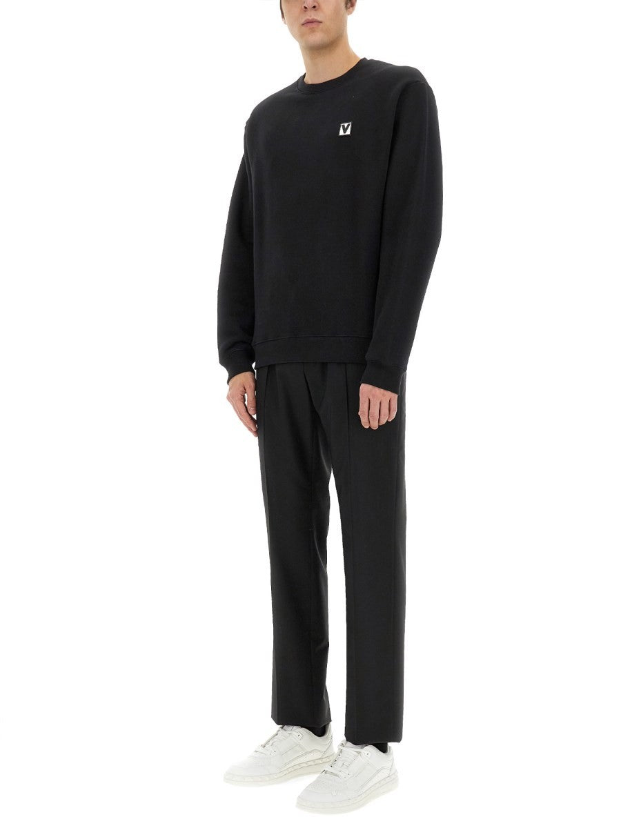 COTTON CREWNECK SWEATSHIRT WITH "CHEZ VALENTINO" PATCH