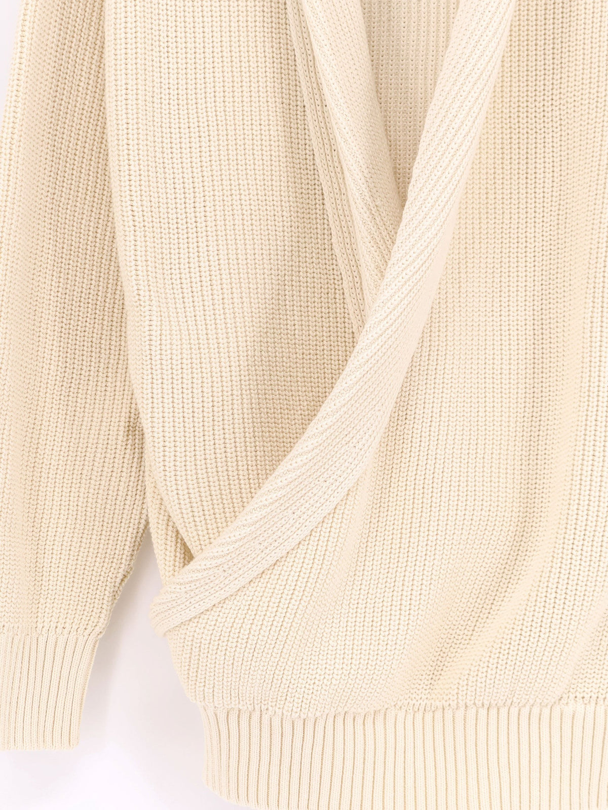 Cotton sweater with crossed neckline