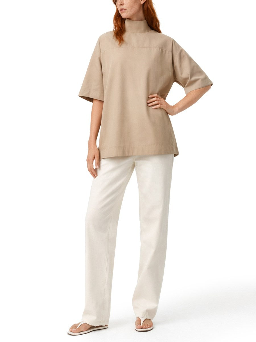 COTTON TOP WITH RAISED COLLAR