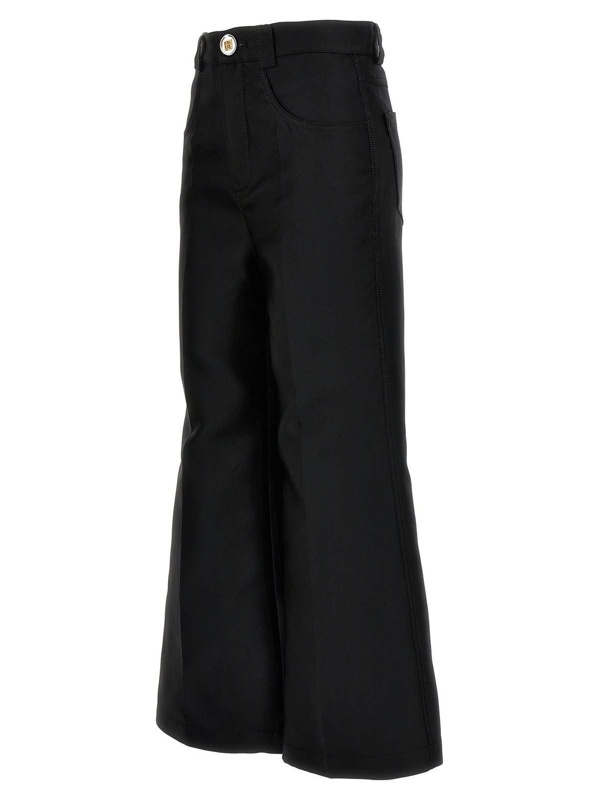 Cropped silk blend pants