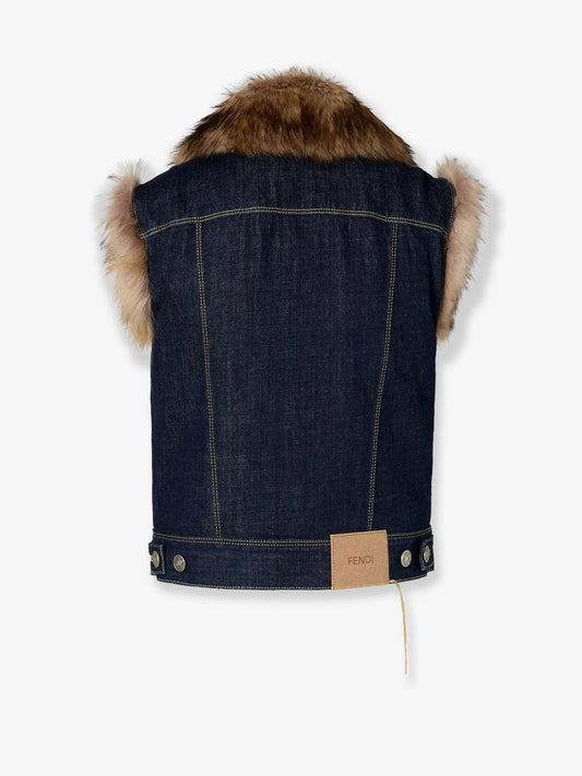 Denim and shearling vest