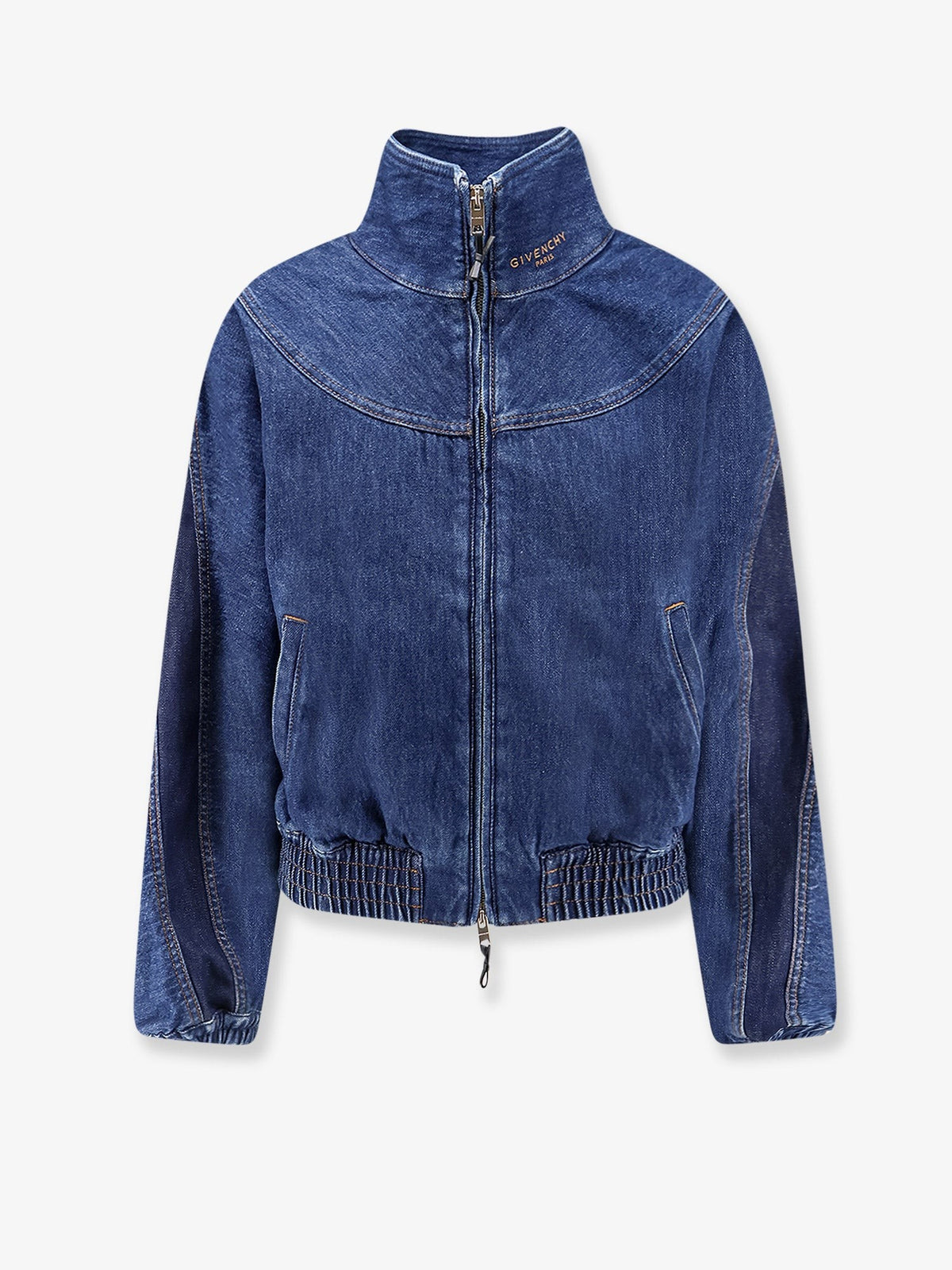 Denim jacket with embroidered lettering logo