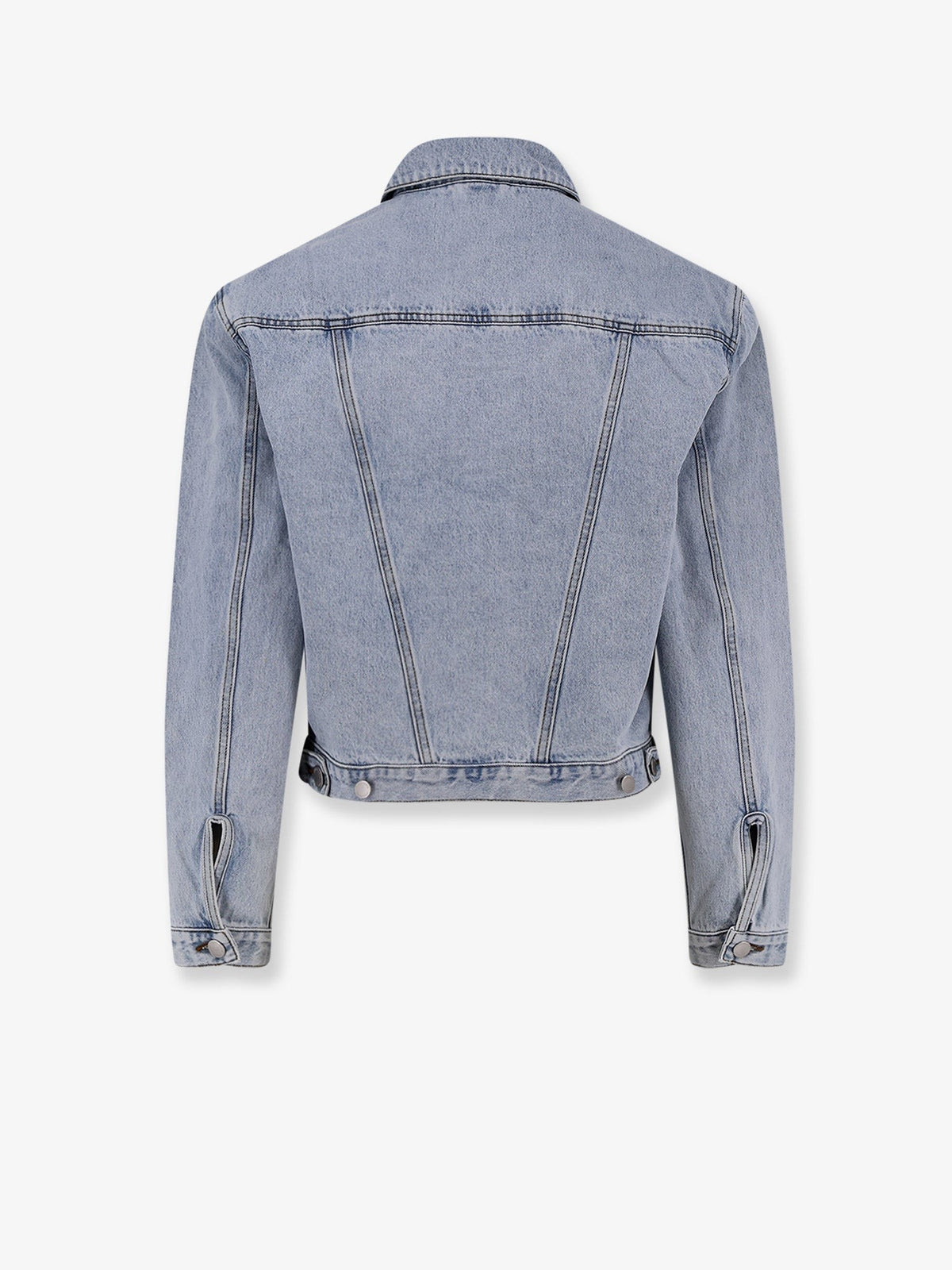 Denim jacket with padded shoulder pads