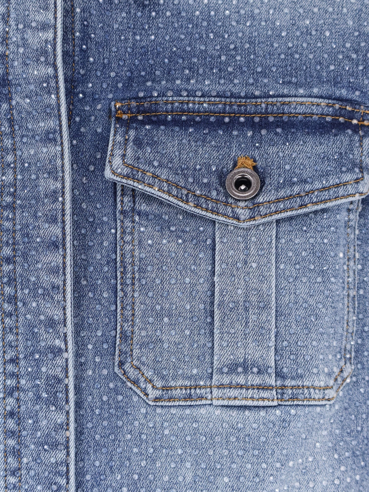 Denim jumpsuit with rhinestones