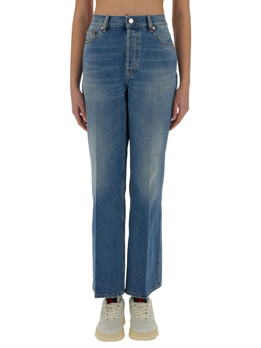 DENIM PANTS WITH LOGO LABEL