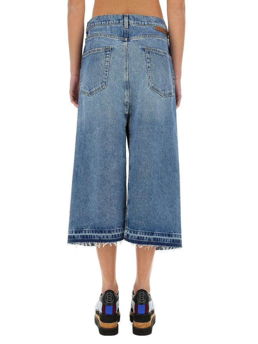 DENIM SKIRT WITH CONTRASTING PANEL