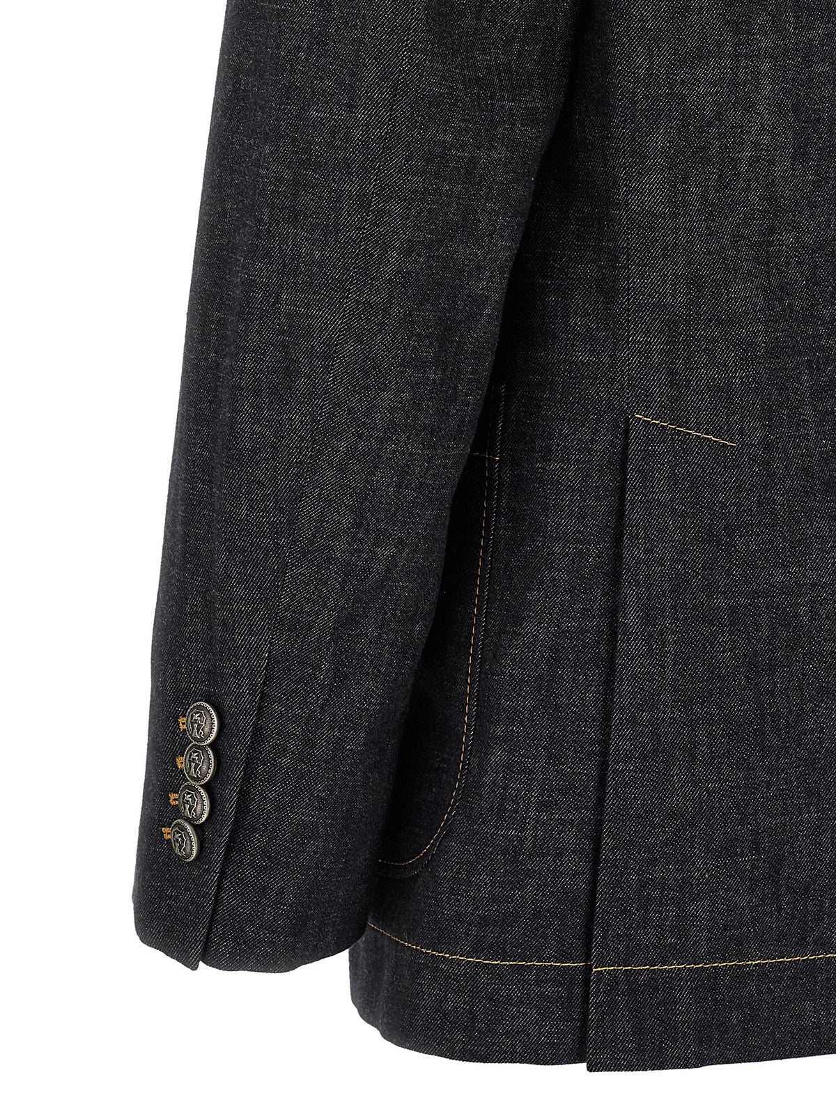 Double-breasted denim blazer