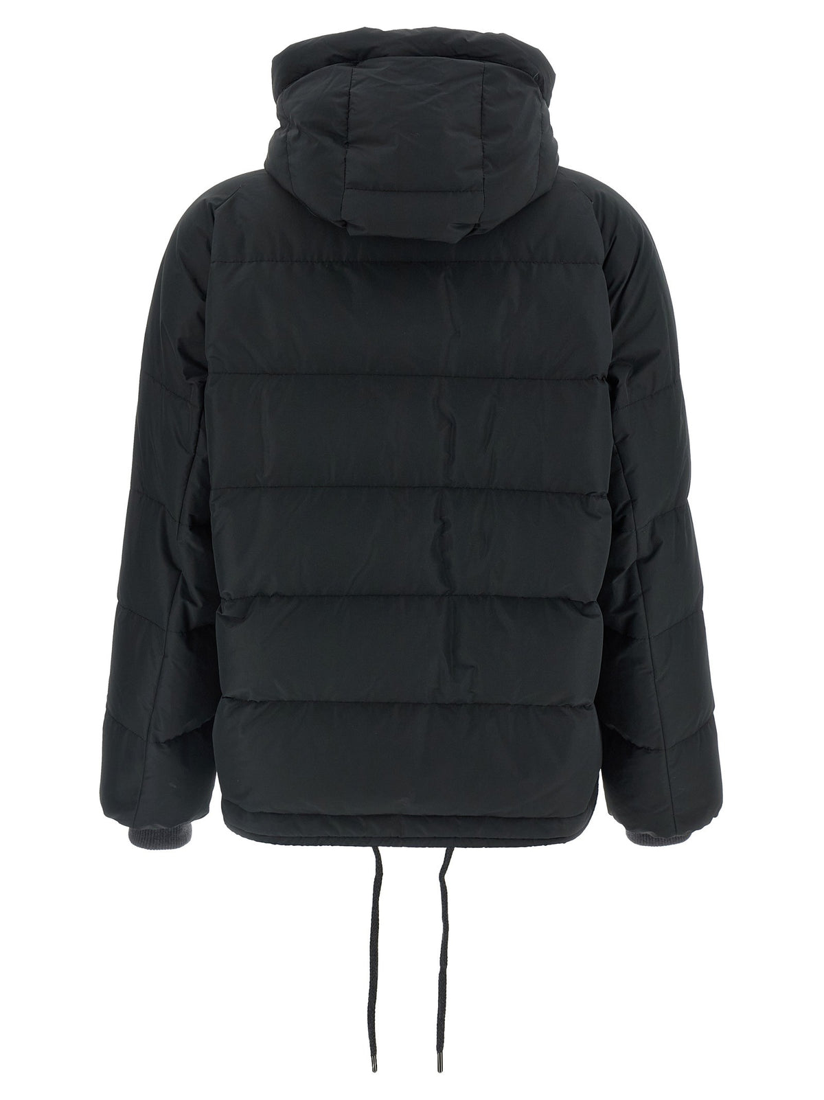 Down jacket with knit and jewel details