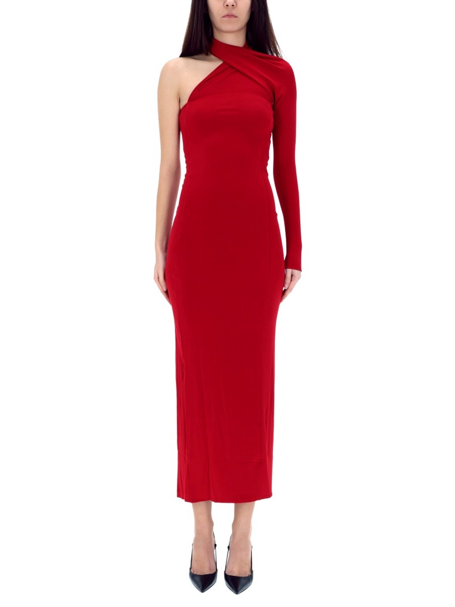DRAPED ONE-SHOULDER DRESS