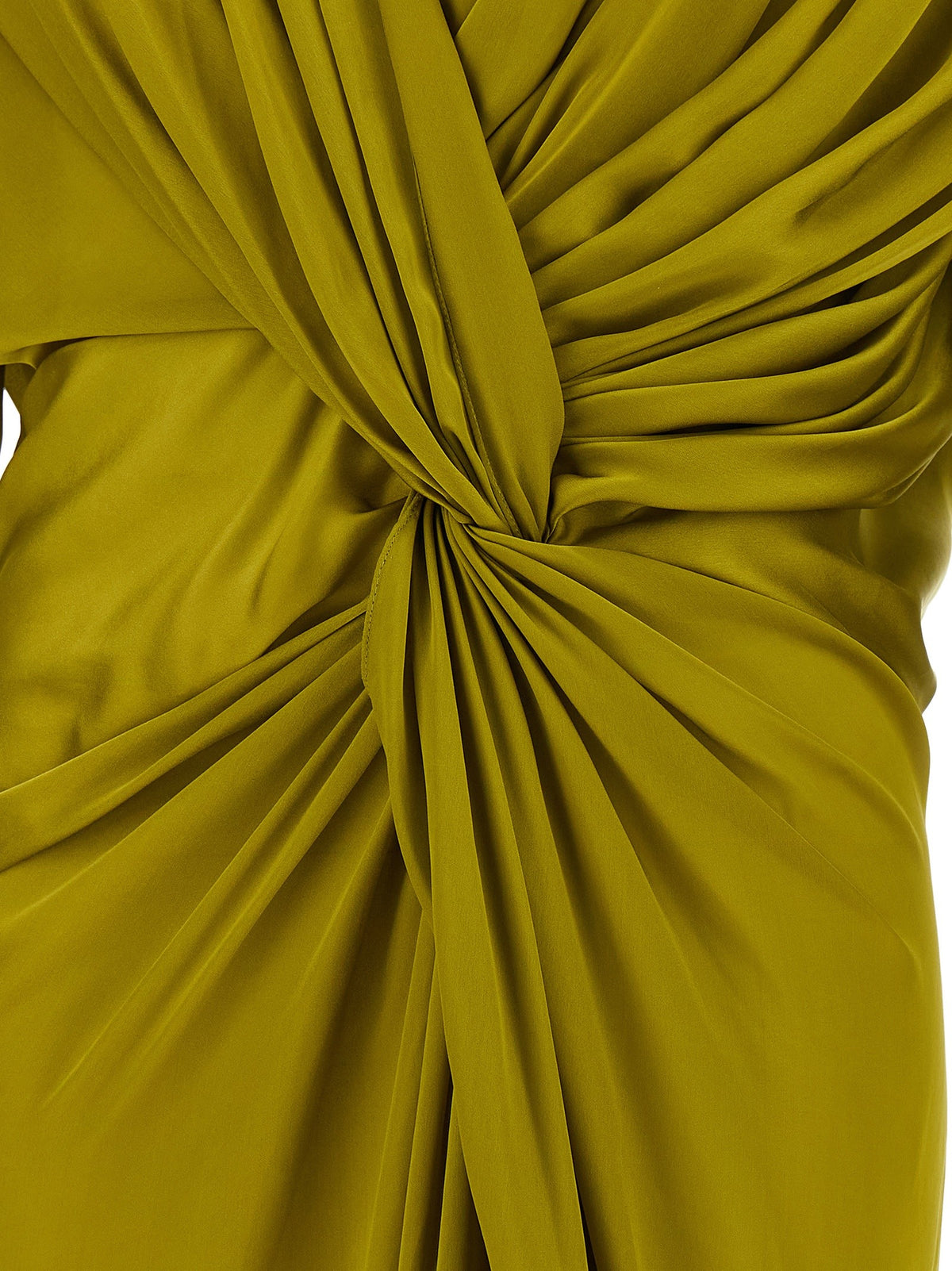 Draped silk dress with knot