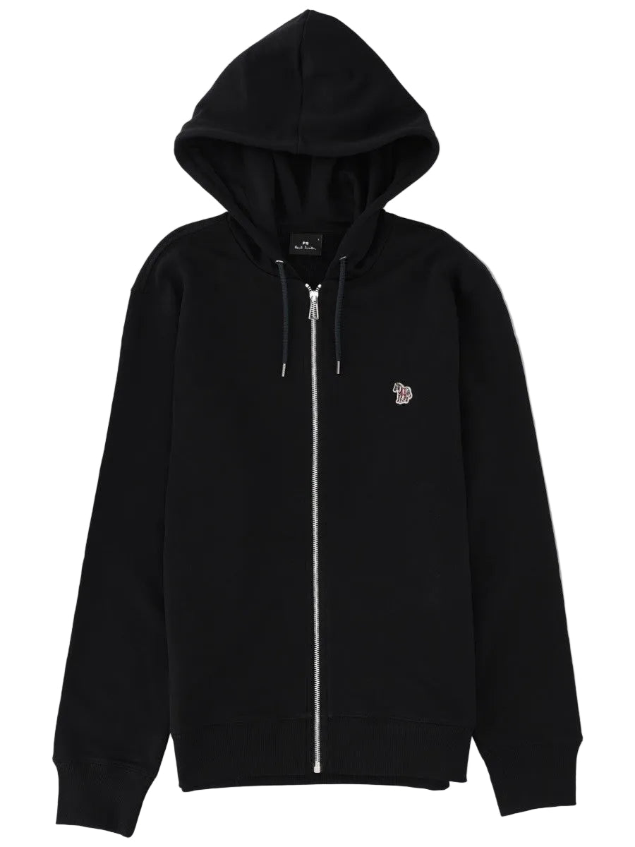 FELPA "ZEBRA" CON ZIP E CAPPUCCIO
