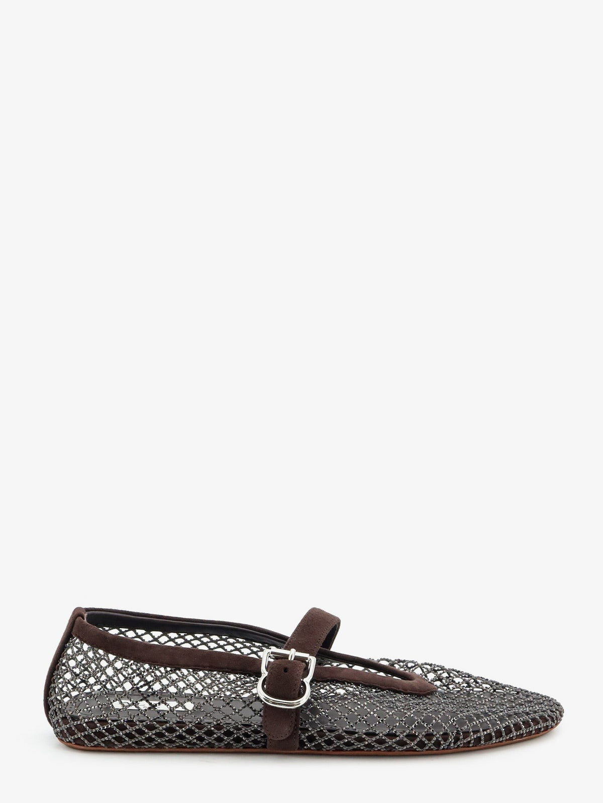 Flat mesh ballet flats with rhinestone detail