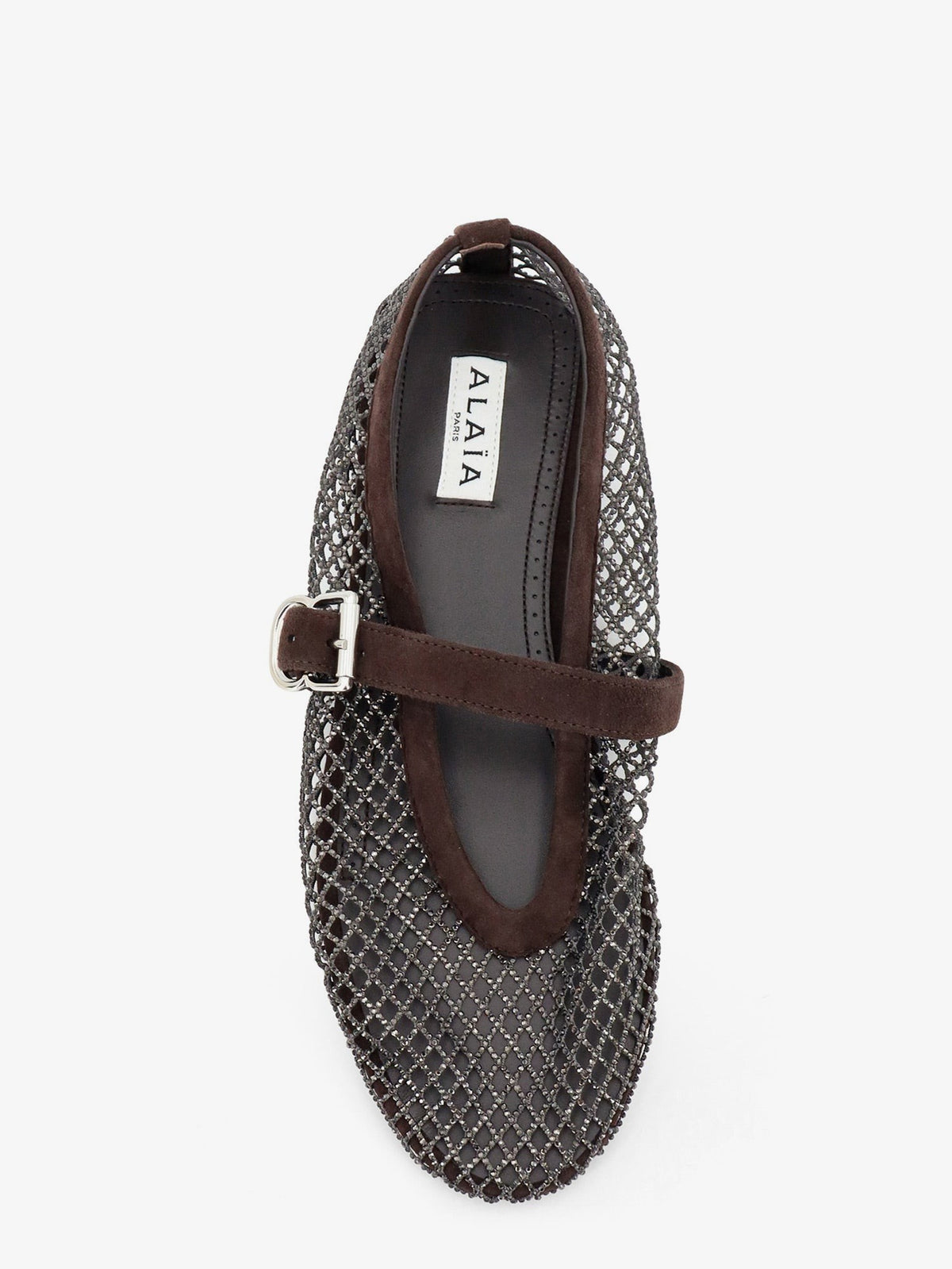 Flat mesh ballet flats with rhinestone detail