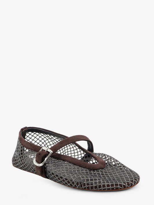 Flat mesh ballet flats with rhinestone detail