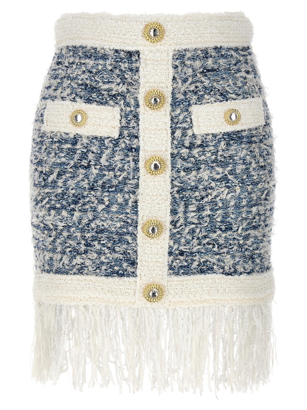 Fringed tweed skirt