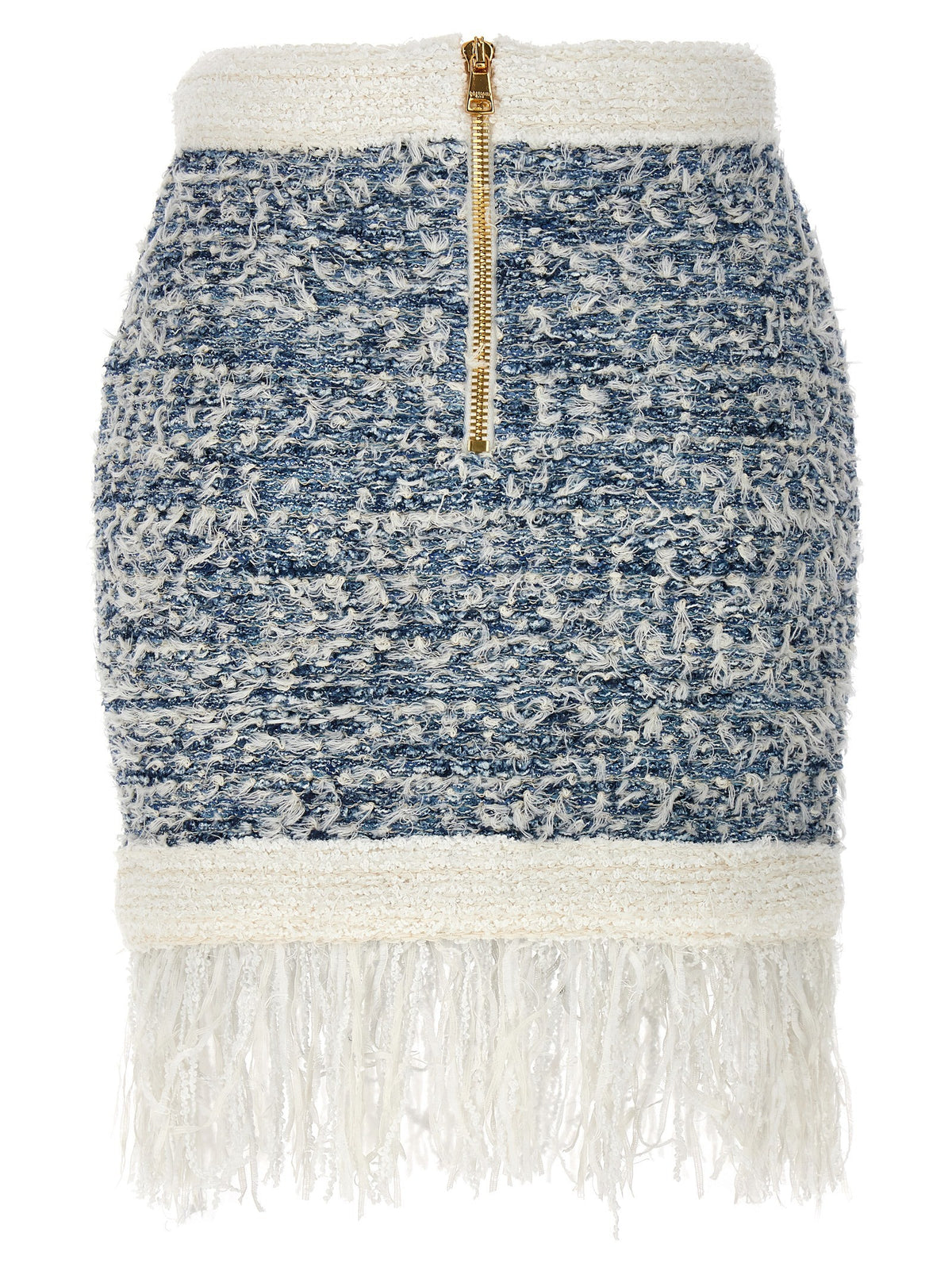 Fringed tweed skirt