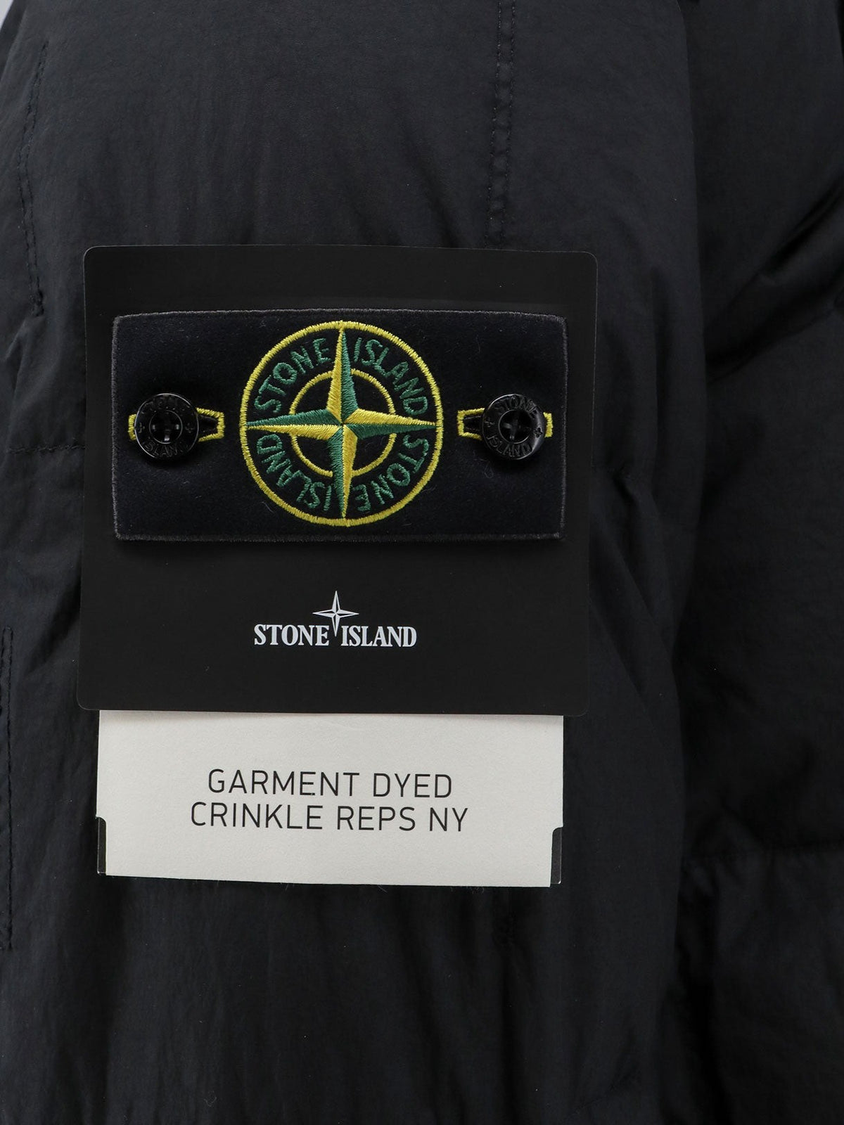 Garment Dyed Crinkle Reps NY recycled nylon down jacket with side logo patch