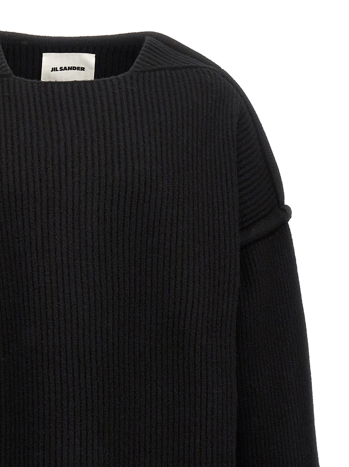 Geometric neckline sweater