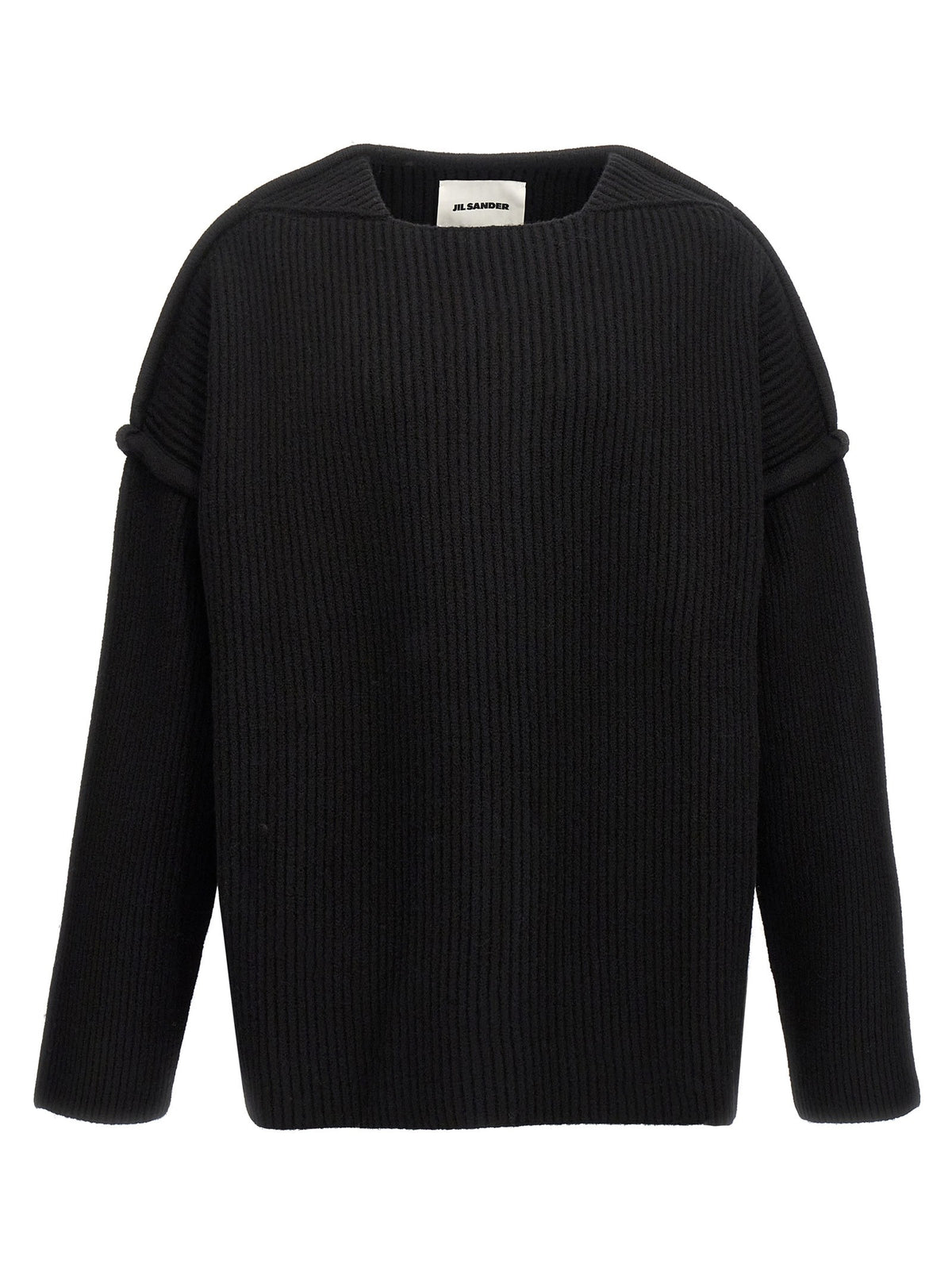 Geometric neckline sweater