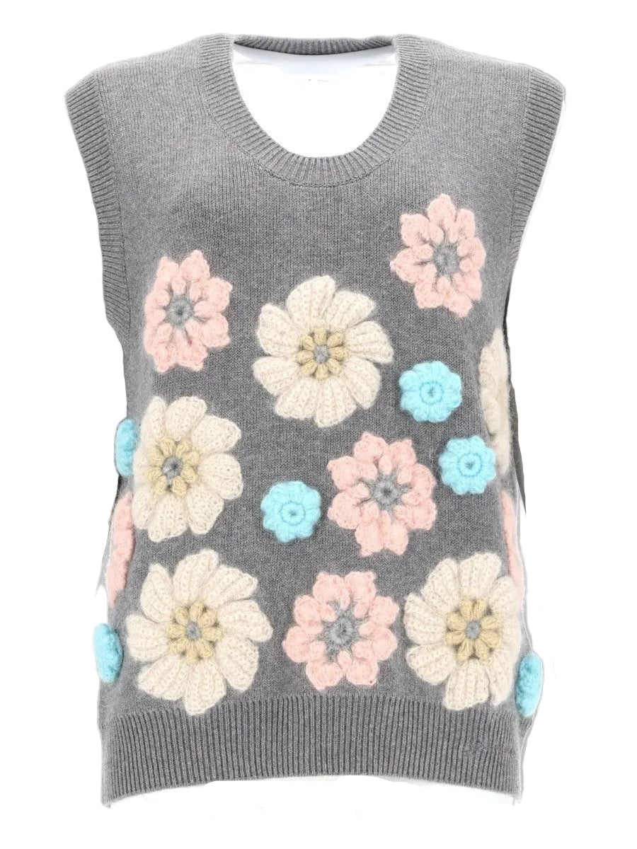GILET CON APPLICAZIONI FLOREALI