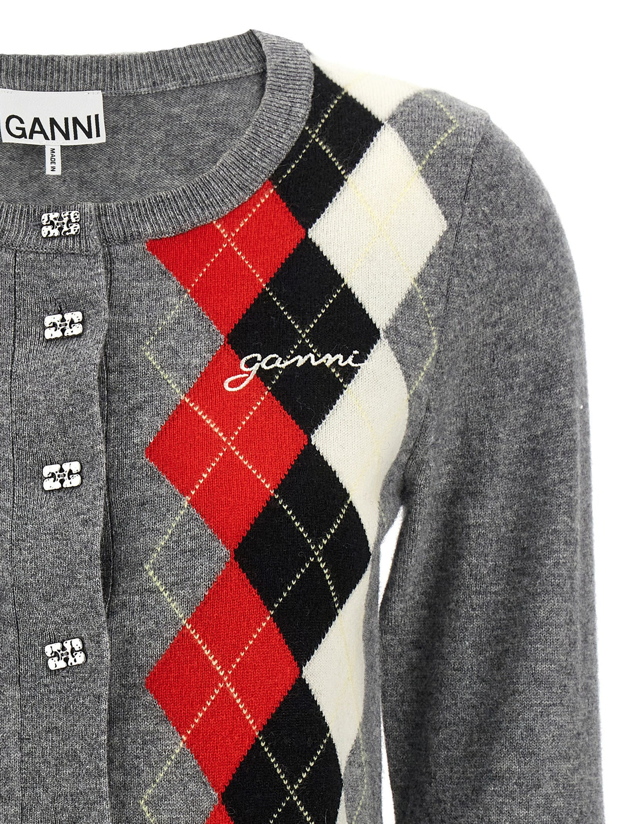 'Grey Check' cardigan