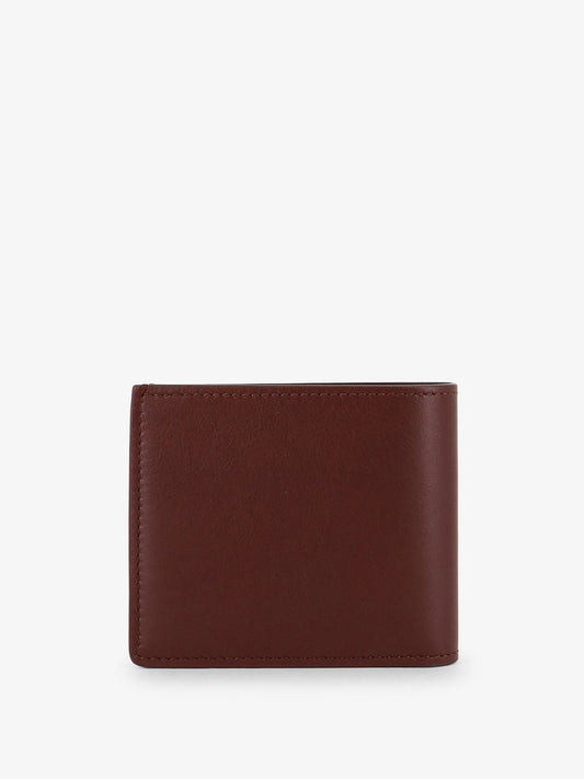Hammered leather wallet with engraved logo