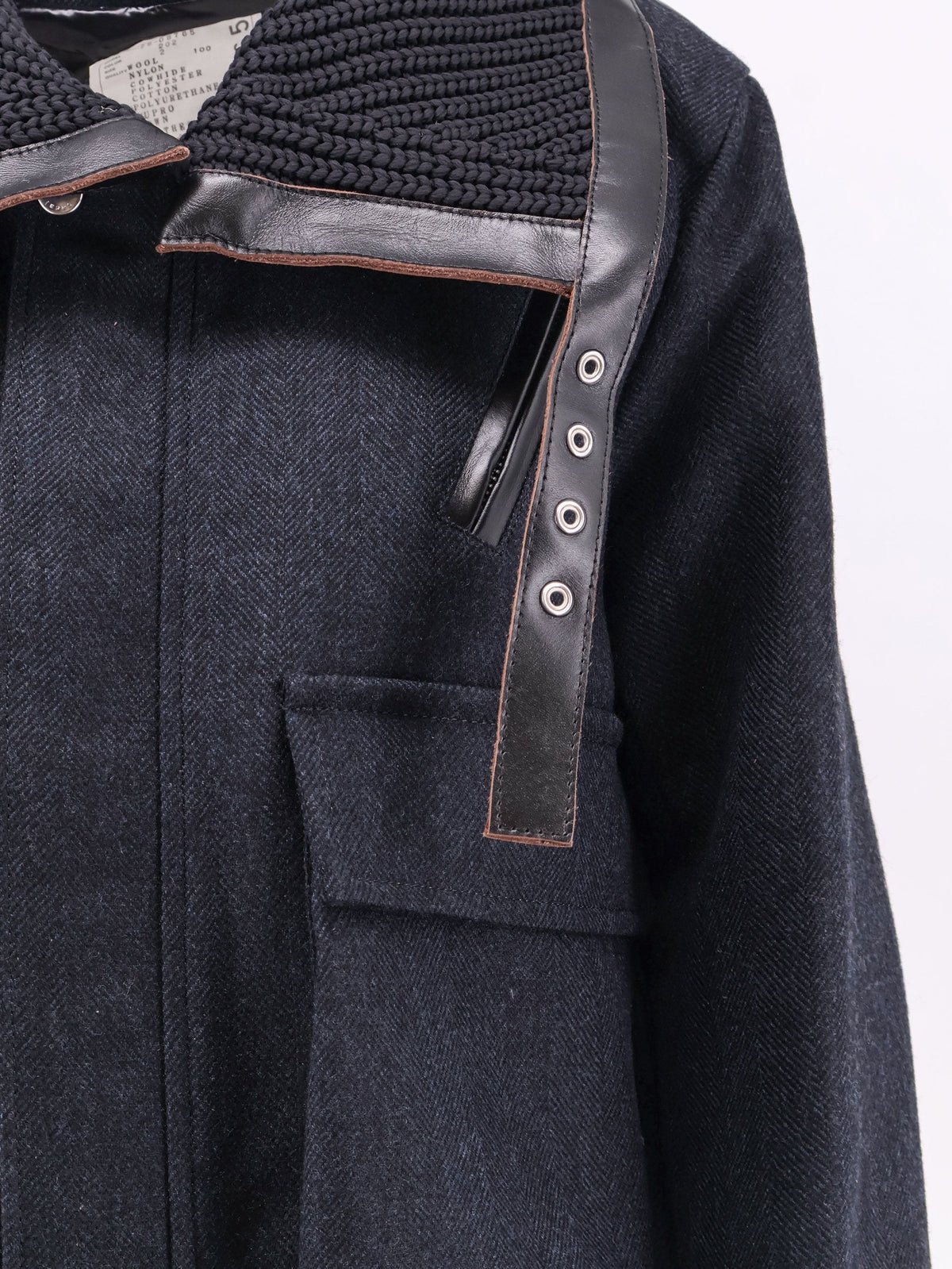Herringbone wool padded bomber