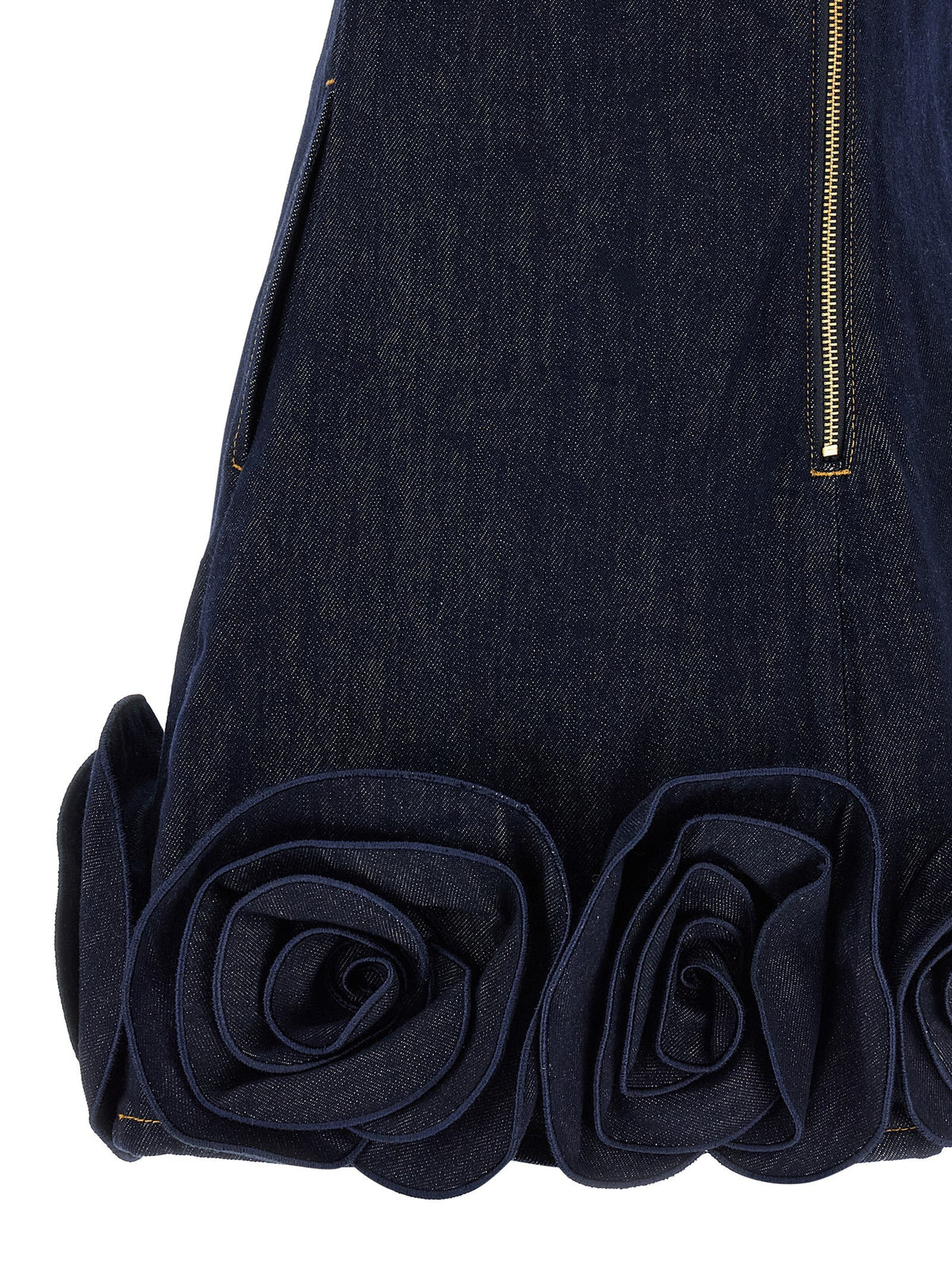 'Indigo Denim 3D Flower Mini' dress