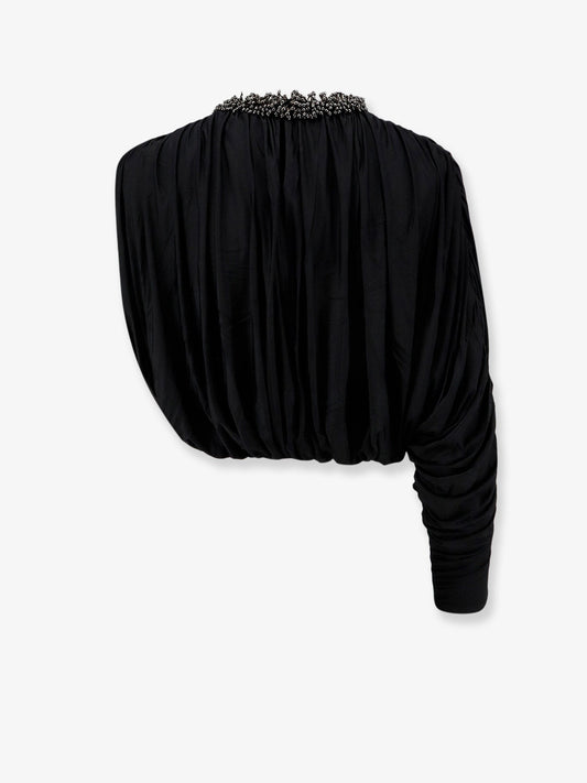 Jerset top with asymmetric sleeves