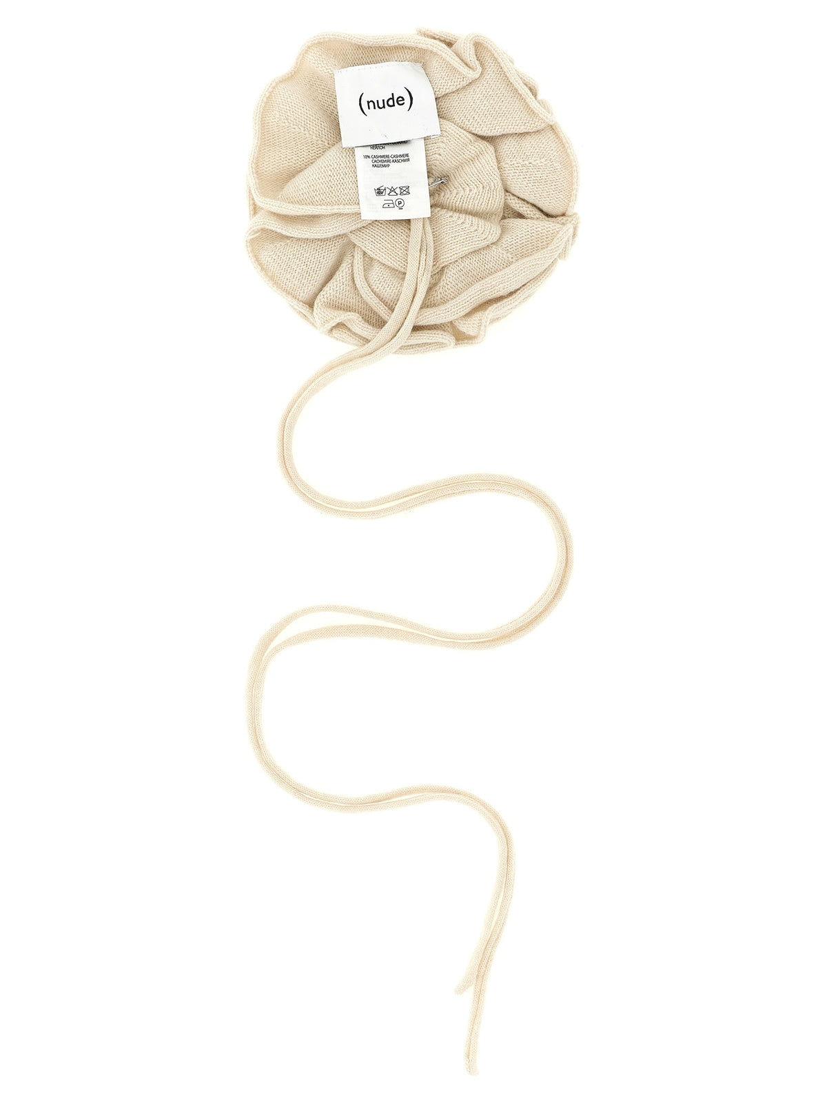 Knitted pin with drawstring