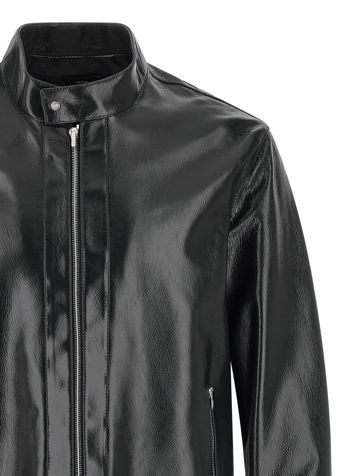 Lacquered leather blouson