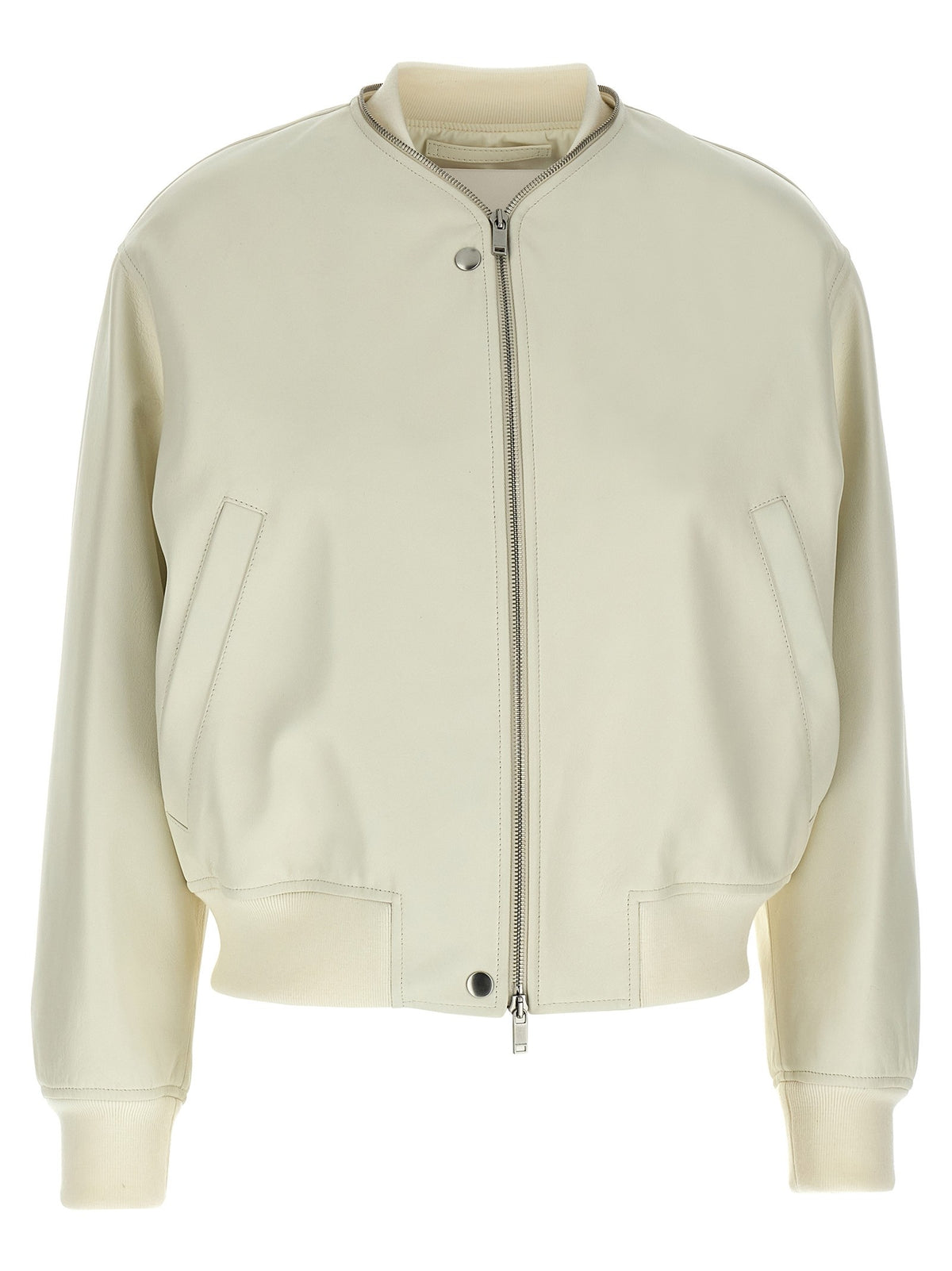 Leather bomber jacket
