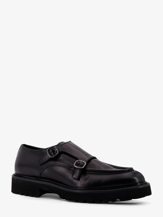 Leather double buckle loafers