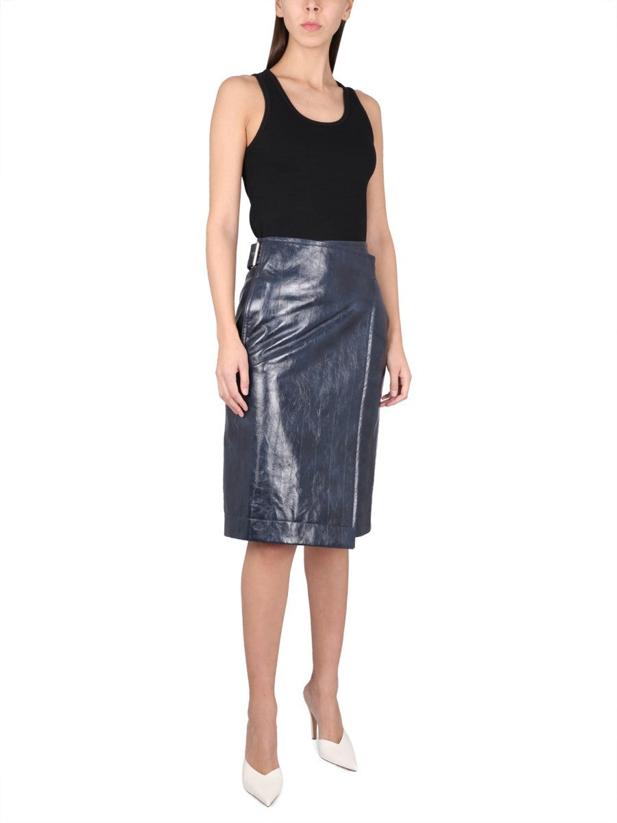 LEATHER MIDI SKIRT