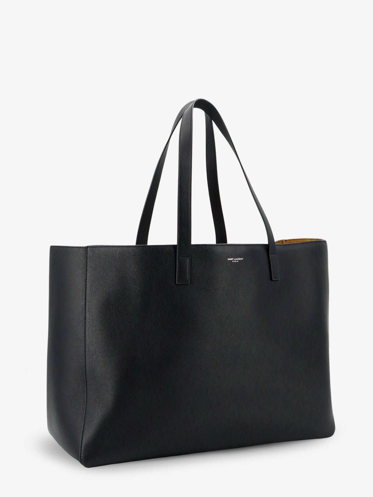 Leather shopping bag with front logo