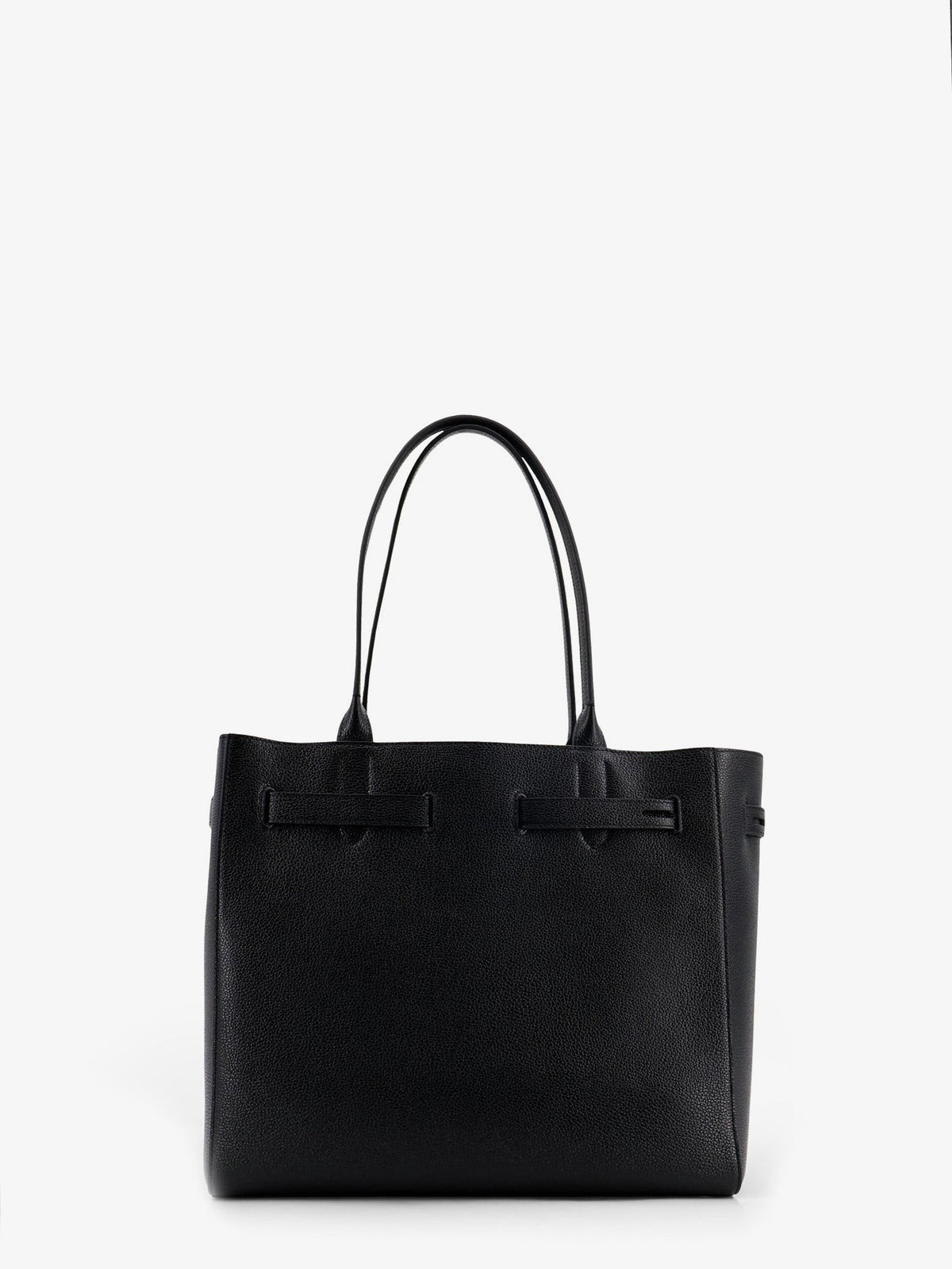 Leather shoulder bag with engraved logo on the front