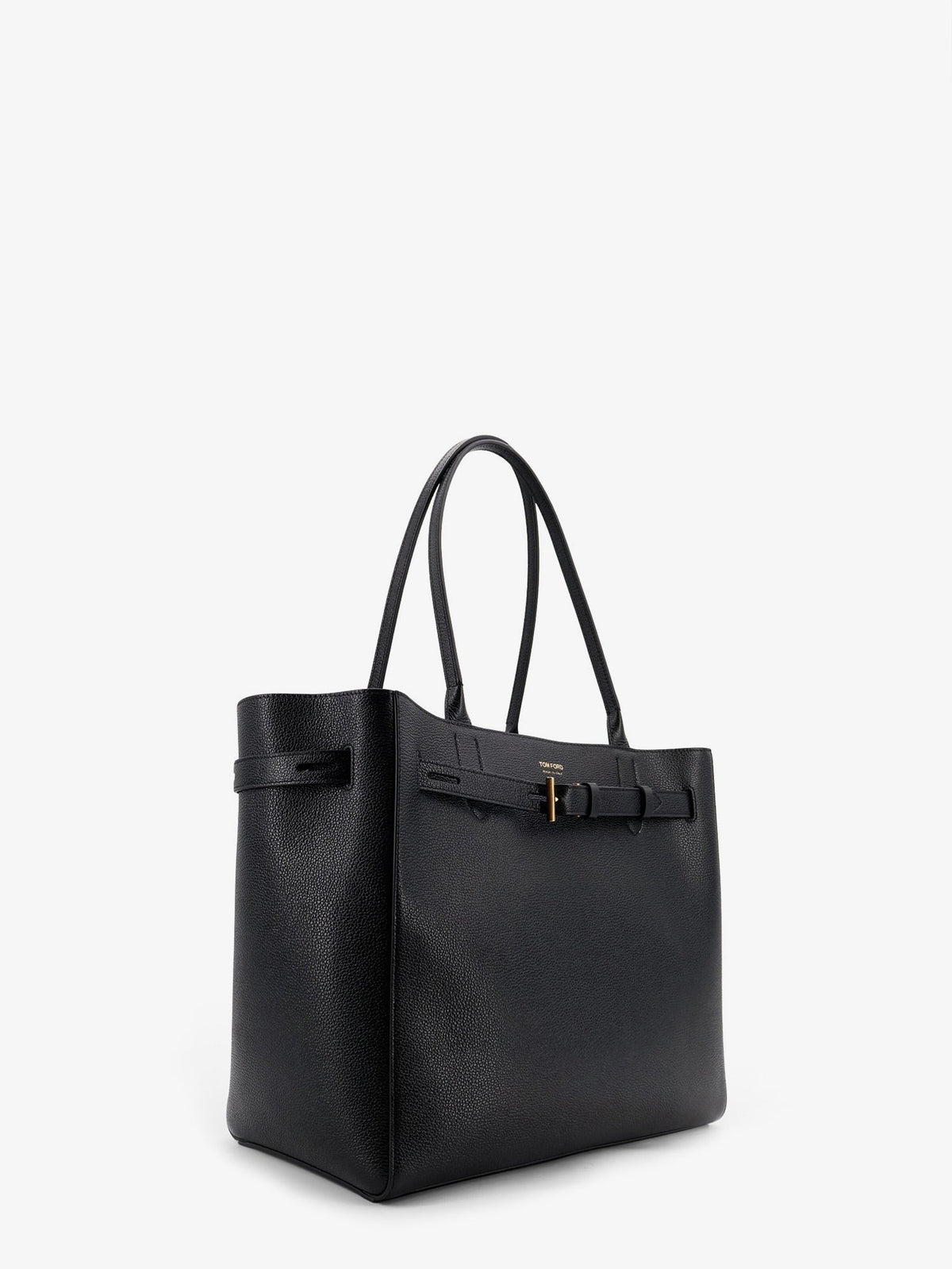 Leather shoulder bag with engraved logo on the front
