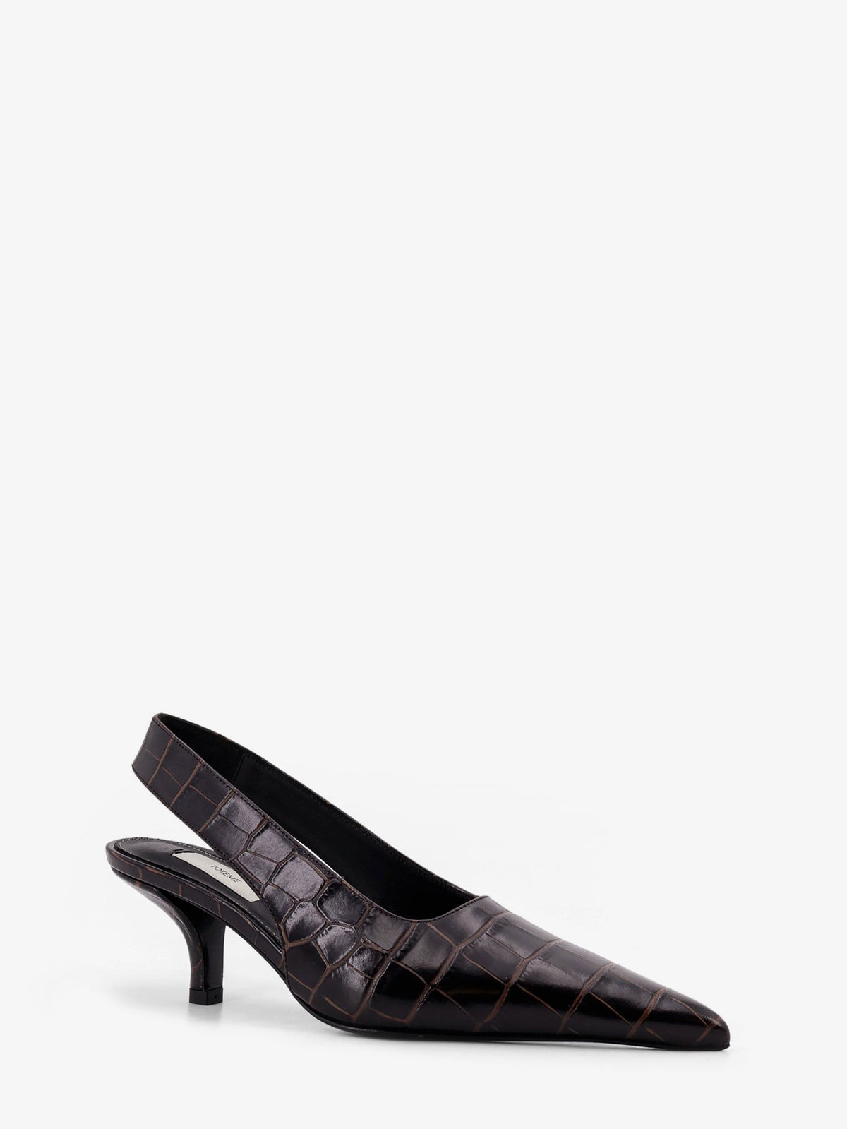 Leather slingback pumps with embossed Croco print