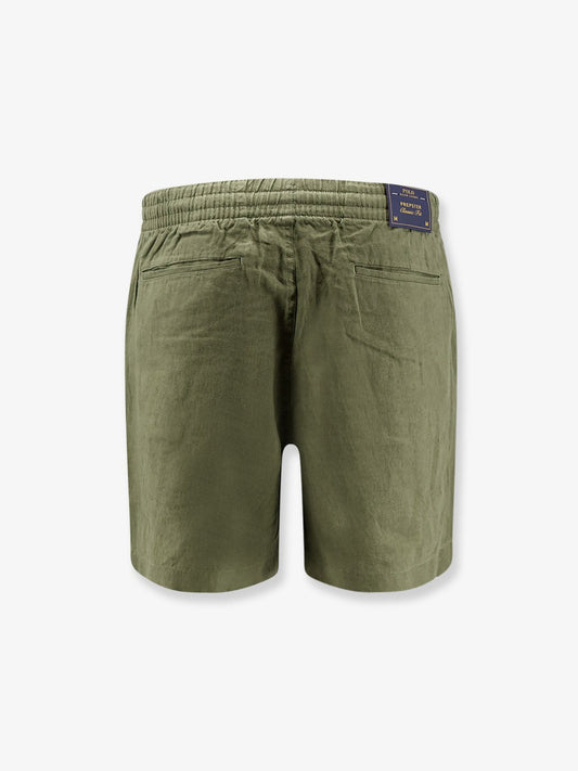 Linen bermuda shorts with embroidered logo