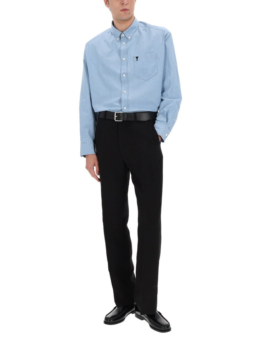 LINEN BLEND STRAIGHT PANTS