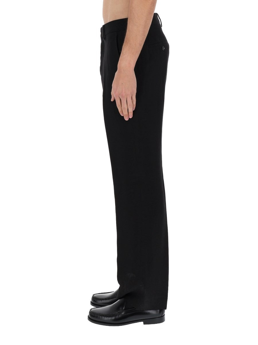 LINEN BLEND STRAIGHT PANTS