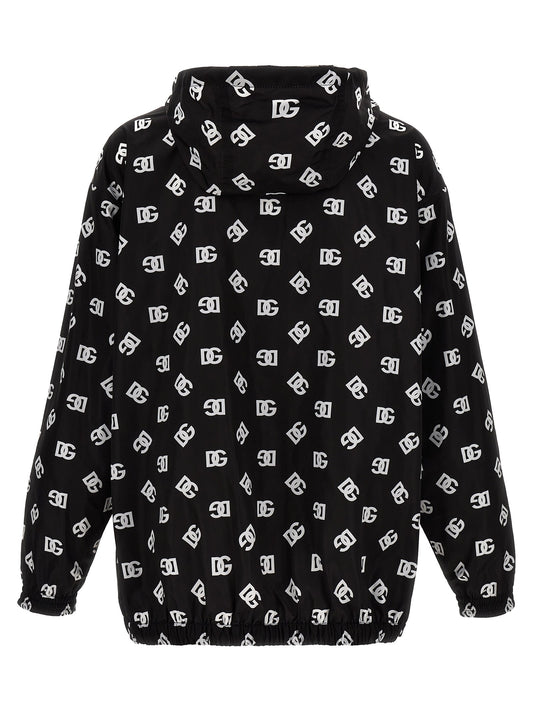 Logo print hooded jacket