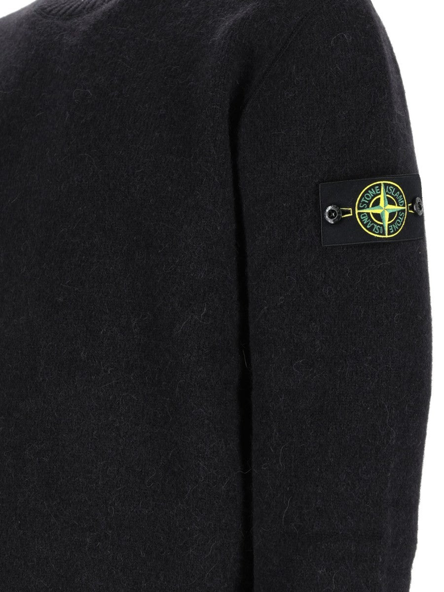 Maglia In Misto Alpaca e Lana Con Patch Logo