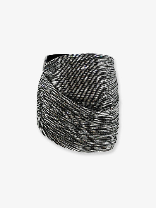 Mini skirt with silver rhinestones