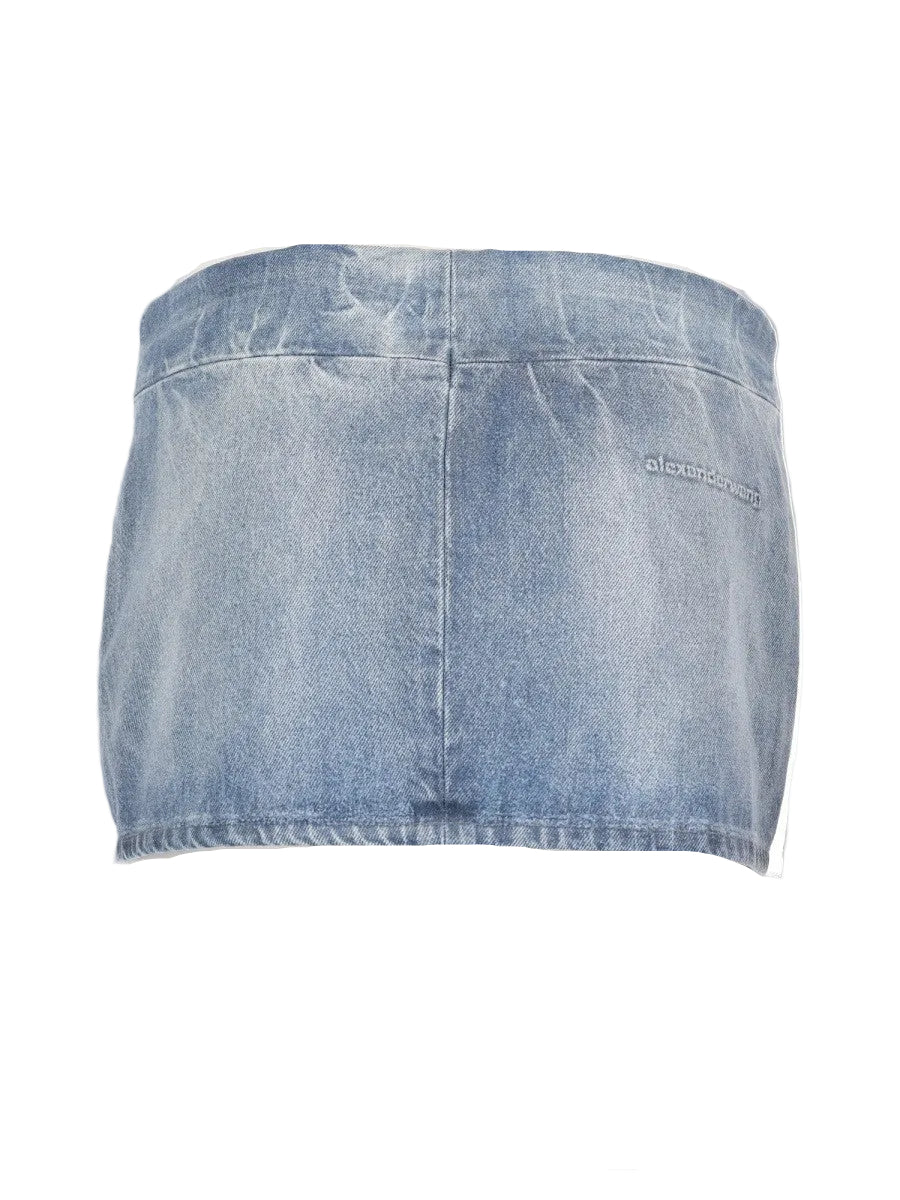 minigonna in denim lucido