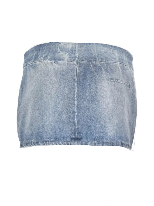 minigonna in denim lucido