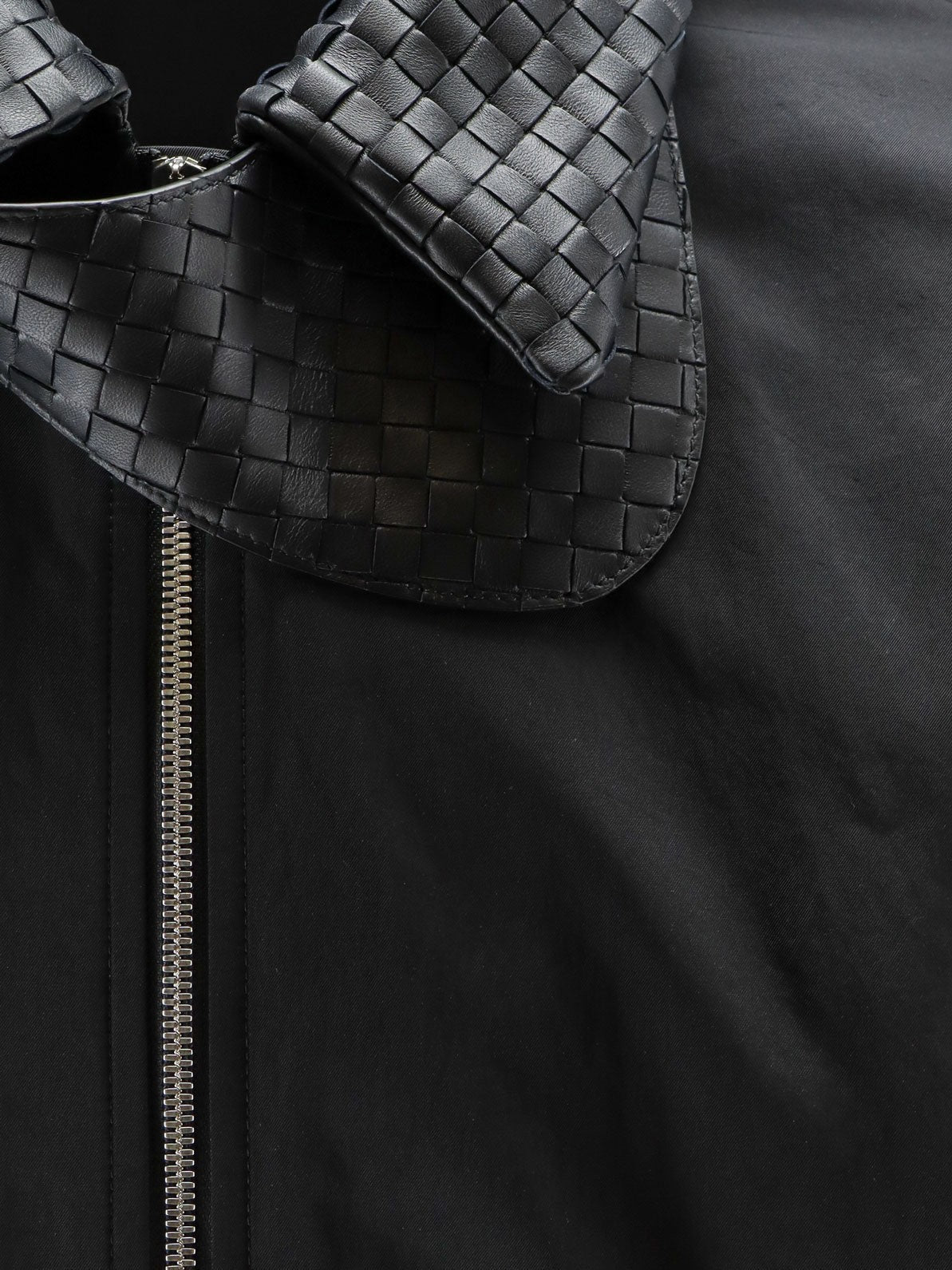 Nylon and cotton jacket with Intrecciato details